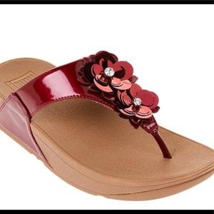 FitFlop NIB Lulu Wildflower sandal metallic Red 10